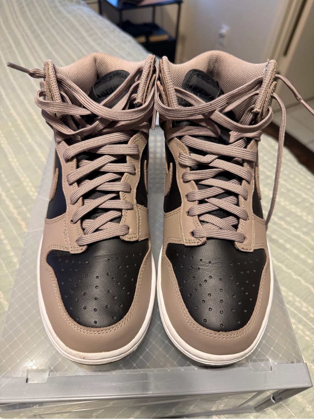 High-Top Sneakers in Taupe and Black